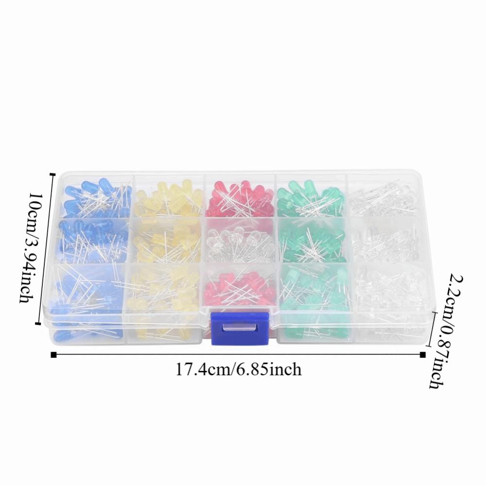 500PCS 5mm LED Light Diodes Storage Box Light Emitting Diodes LEDs Assorted Colors  Repair Equipment