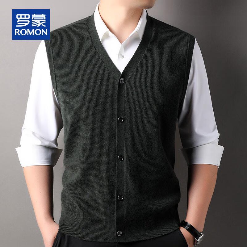 ROMON Men's 100% Cashmere V-Neck Sleeveless Sweater Vest