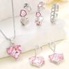 New Pink Crystal Heart Jewelry Set for Women Simple Y2K Zircon Love Elegant Pendant Necklaces Ring Drop Earring Girls Gifts 2026