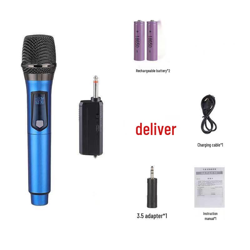Universal Wireless Rechargeable Handheld Microphone with Speaker for Outdoor and Home Live Broadcast and Singing