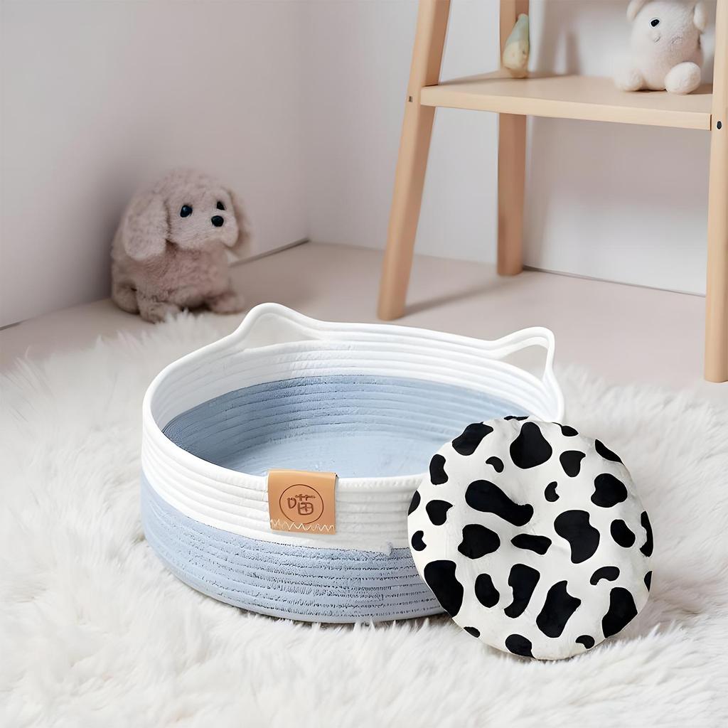 Bed For Cats Cotton Rope Woven Nest Cute Kitten Bed Cat Basket For Indoor Puppy Bunny Small Dog Pet Animal All Seasons Bedroom