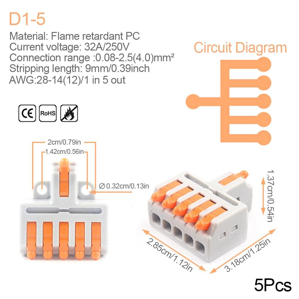 Mini Quick Wire Conductor Connector Universal Compact 2/3 Pin Splicing Push-inTerminal Block 1 in multiple out with fixing Hole