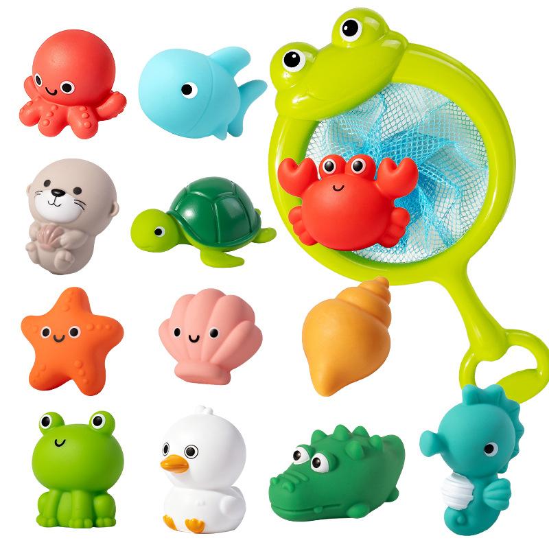 Baby Bath Toy Frog Net Fishing Floating Squishy Water Play Toy