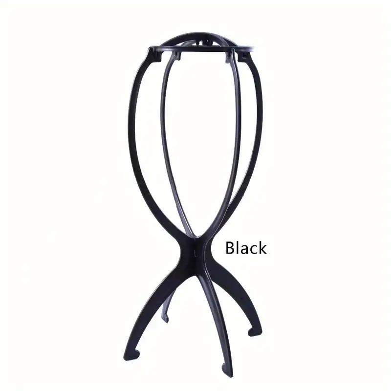 1 Pc 13.8IN Portable Collapsible Wig Stand Holder for Multiple Wigs Black And Pink Durable Wig Stands for Women