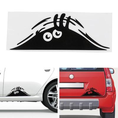 Calcomanía para coche con ojos grandes en 3D, divertida y creativa, pegatina negra con forma de monstruo que mira fijamente, 19 x 7 cm, para decoración de coches, productos para automóviles