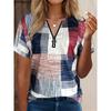 Women's T Shirt Quarter Zip Graphic Geometric Tropical Hawaiian Stylish Short Sleeve Crew Neck Regular Tops