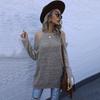 Vintage Fashion Elegant Casual Autumn Slim Solid Color Round Neck Knitted Bottoming Shirt Strapless Sweater Women