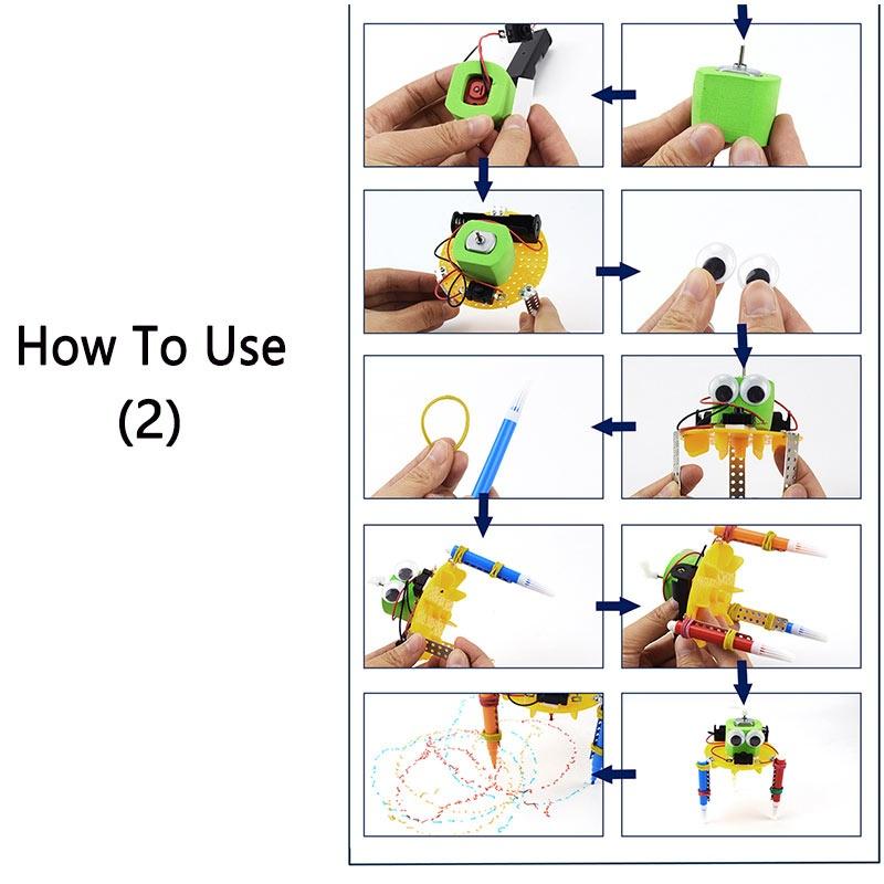 Cute Doodle Robot Plastic Electric Toys Handmade Assembly Model Kits Creative Gifts for Kids Teens Improve Drawing Practice Party Games