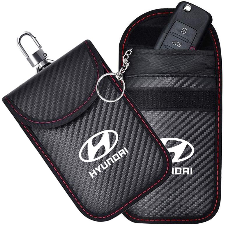 Hyundai Logo Car Key Pouch Signal-blocking Faraday Bag Key Case Anti-theft Car Key Storage Organizer with Wear Resistant Materia