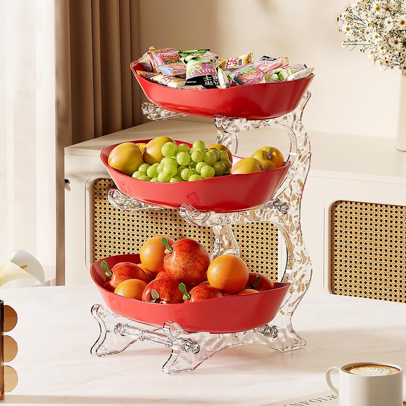 Soporte de Frutas y Pasteles de Madera de Doble Capa con Función de Drenaje