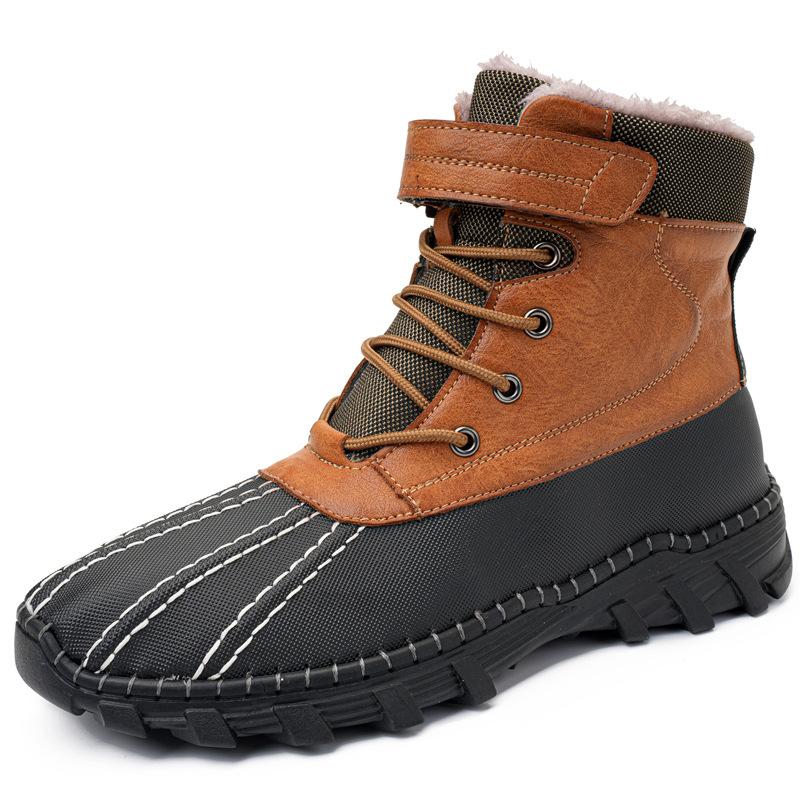 Hot-selling Waterproof Snow Boots Men's Autumn and Winter High-top Handmade Men's Shoes Outdoor Tooling Boots Velvet Duckbill Boots Cotton Shoes