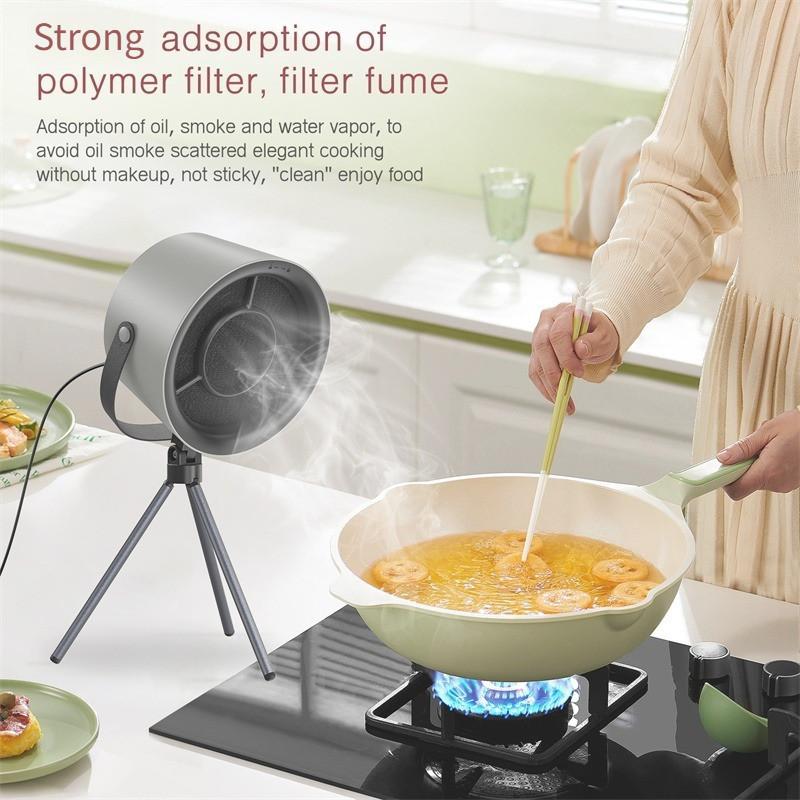 1200Pa Household Small Desktop Exhaust Fan Kitchen BBQ Hot Pot Smoke Exhaust Device Strong Suction Portable Range Hood