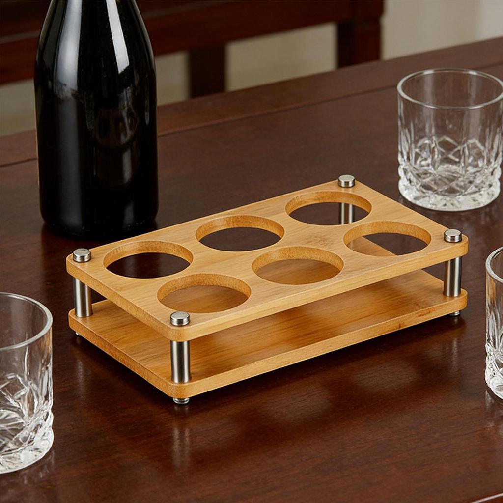 Tasting Serving Tray, Wine Drinks Cup Storage Carrier, Shot Glass Holder for Bar Kitchen Cabinet Restaurant