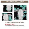 Western Skull Cactus Print Duvet Cover Set(1 Duvet Cover & 1/2 Pillowcase)Boho Style Bedding Set For Bedroom Decor