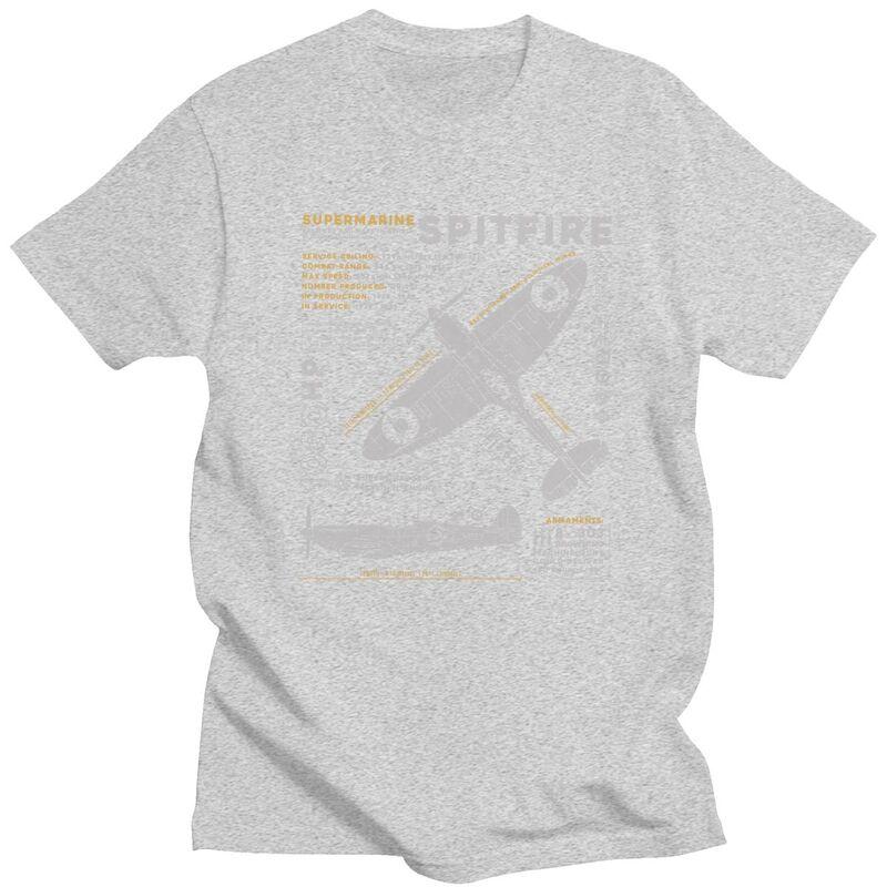 Custom Male Spitfire T Shirts Short Sleeves Cotton Tshirts Tshirt Casual Fighter Pilot Aircraft Airplane Tees Clothing