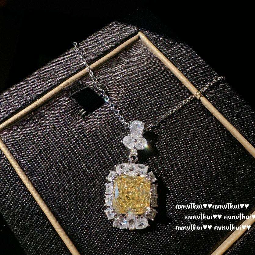 Cinderella Twilight Topaz Necklace, Rich Family Gold, 18K Gold Plated, Goose Yellow High Carbon Zircon Ice Flower Earrings