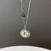 S925 Silver Retro Circle Necklace – Women's Elegant Clavicle Chain, Light Luxury Trendy Sweater Accessory