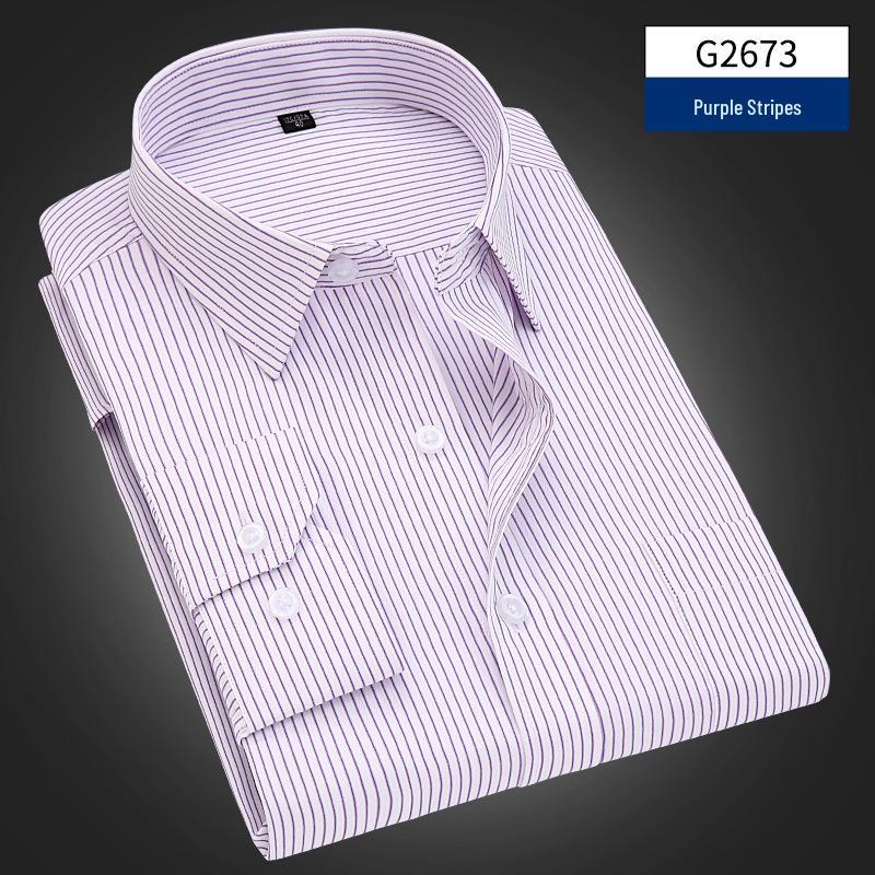 Men's Solid Color Long-Sleeve Business Shirt - Formal Workwear