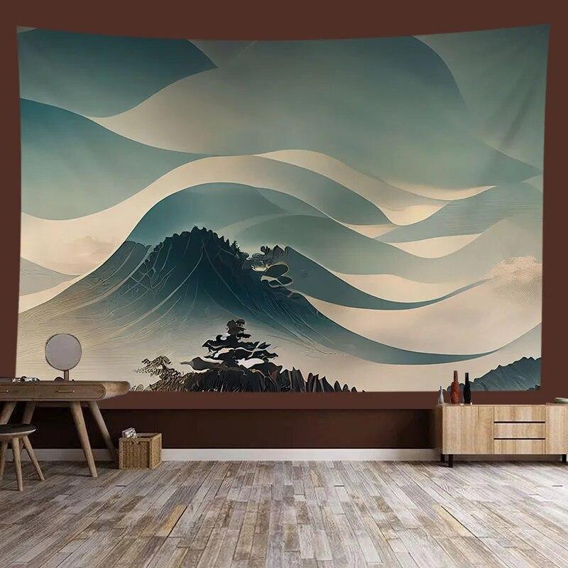 Chinese style landscape painting background tapestry room decoration wall background cloth living room home decoration