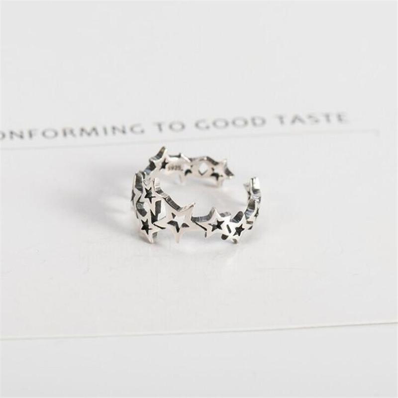 New Arrival Popular Retro Star 925 Sterling Silver Jewelry Creative Hollow Stars Personality Simple Opening Rings TYB008
