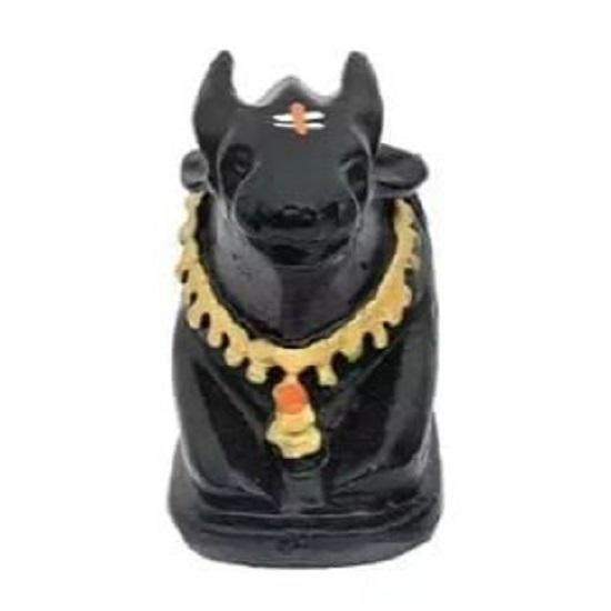 Black Polyresin Small Size Nandi Ji Maharaj Bull Statue Idol Murti For Home Shivling Puja Pooja Vastu Car Dashboard, Fantasy, 7.5 Cm, 3 Cm