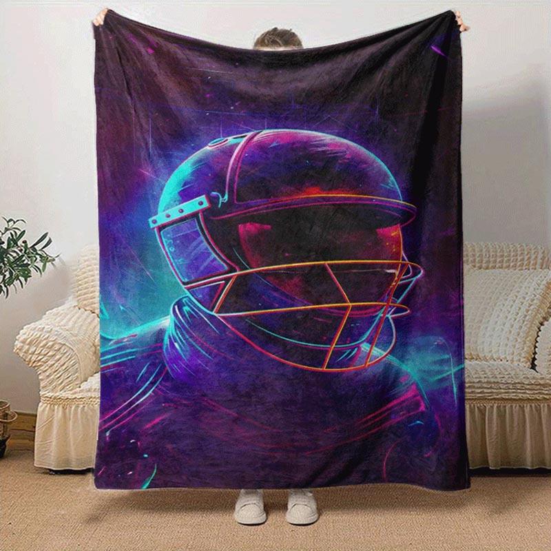 1pc Sports Printing Lightweight Flannel Blanket, Comfortable and Warm Blanket, for Camping Sofa Bed and Couch Office, Suitable for Gift Blank