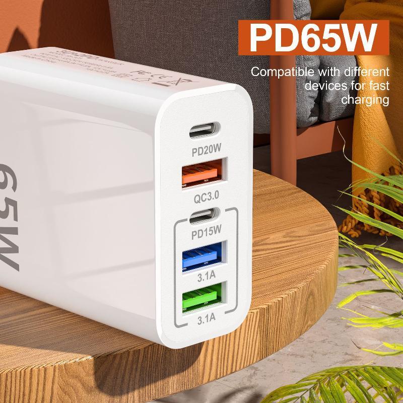 120W Fast Wall Charger With 3 Usb Qc30 Ports 2 Pd Fast Charging Ports For Travel Home Office Charging Phones Tablets Laptops
