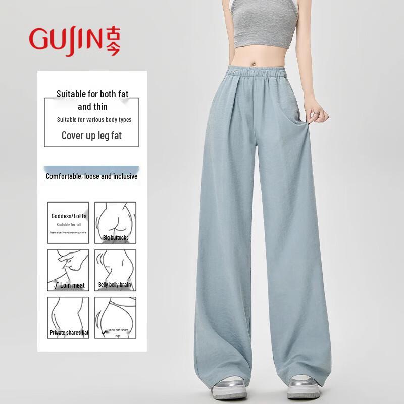 GUJIN Women's Draped Wide-Leg Casual Pants