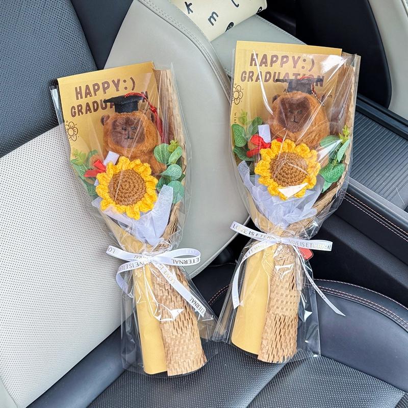 Graduation Bouquet Crochet Flower Bouquet Hand-woven Graduation Gifts Artificial Knitted Flowers Teacher's Day Gifts Decor