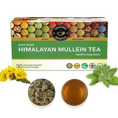 TEACURRY čaj z himalájského divizny (30 čajových sáčků, 1 měsíční balení) - Pomáhá při imunitě, detoxikaci plic a zdraví dýchacích cest