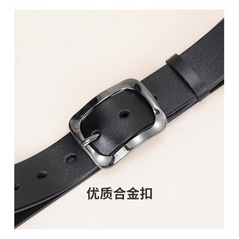 Womens Genuine Leather Belt With Pin Buckle Slim Fit Casual Vintage Waistband Jeans Trousers