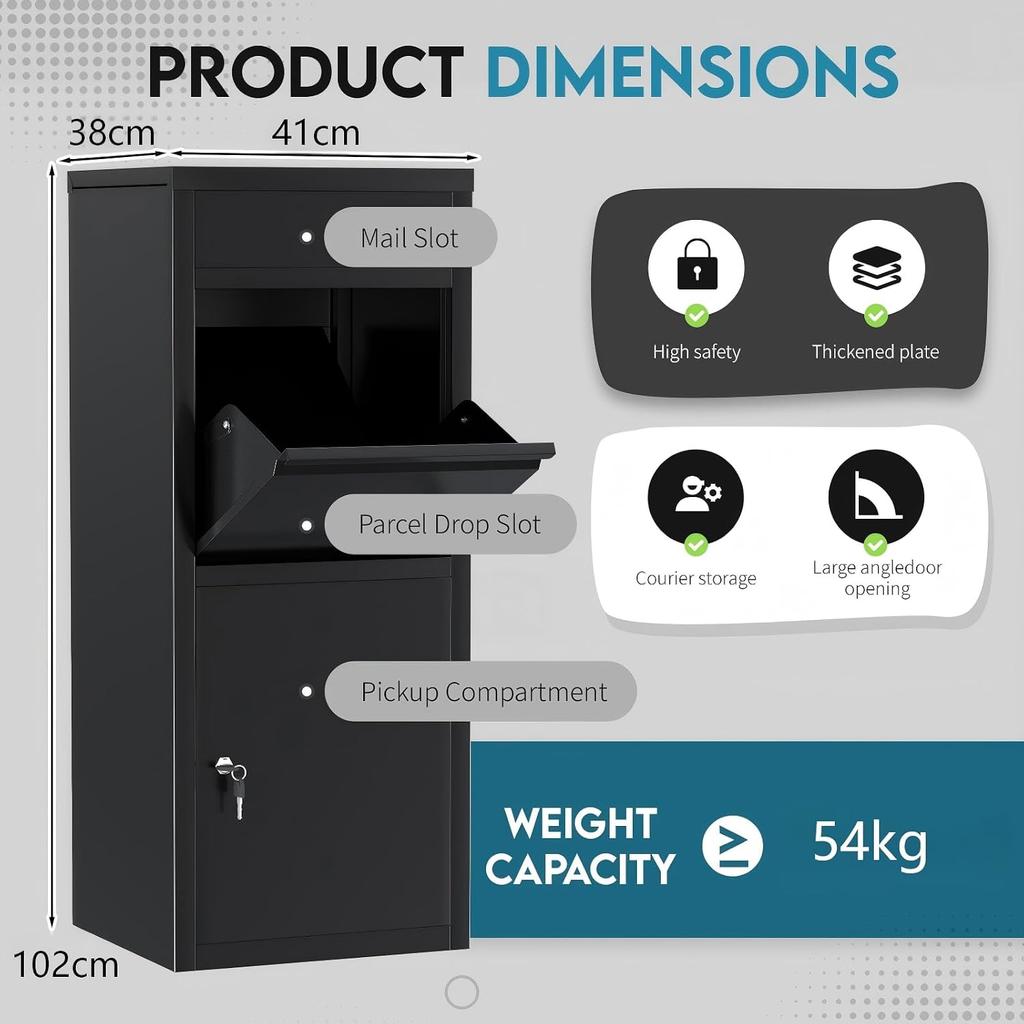 YODOLLA Parcel Box, Lockable Outdoor Steel Parcel Delivery Box