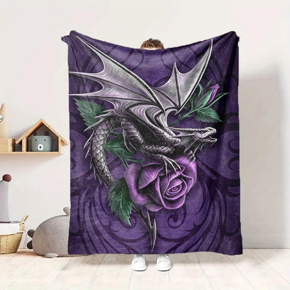 Purple Dragon Flannel Blanket Throw Blanket Soft Warm Sofa Bed Camping Home Decor Unique Christmas Gift Cs92223