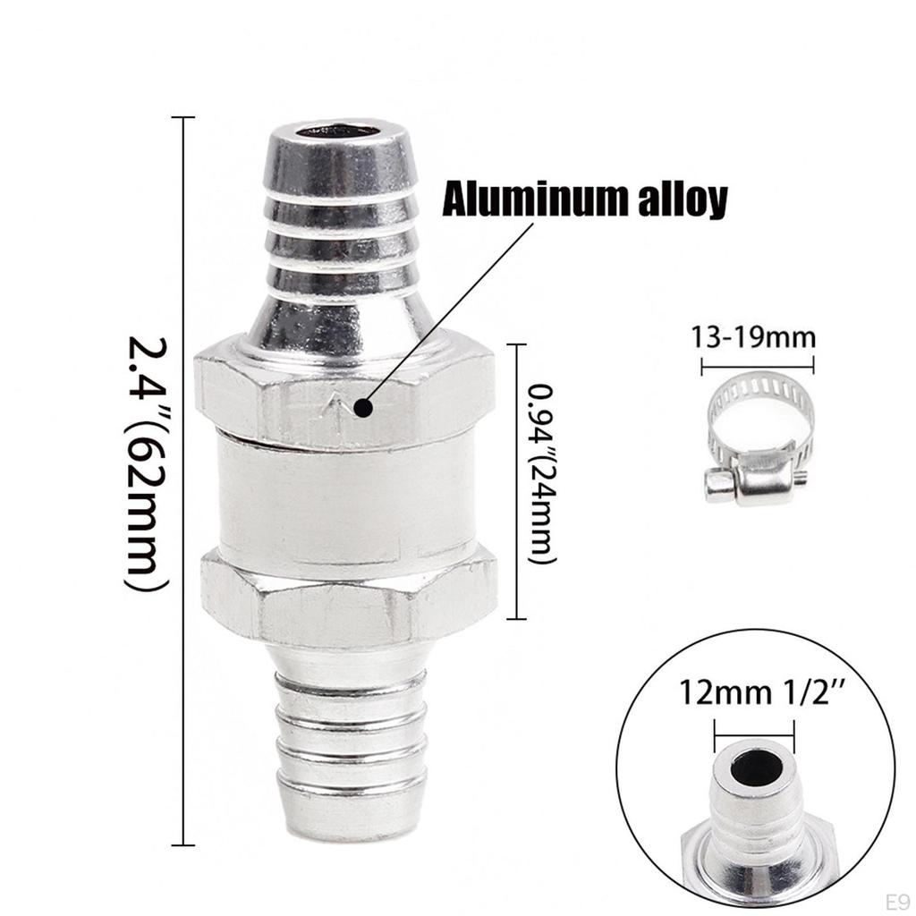 2 Pieces Check Valve with 4 Hose Clamps Clips Aluminum Alloy Auto Accessories for Fuel Line Oil