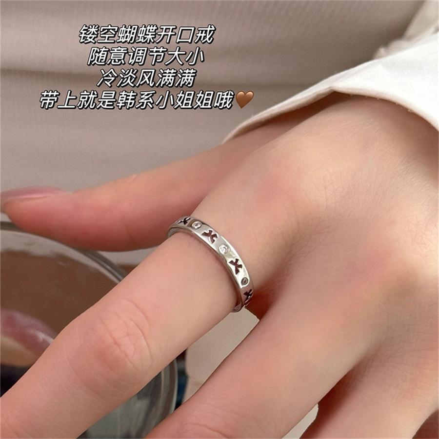 Metal irregular bow ring cold wind open index finger ring personalized simple ring