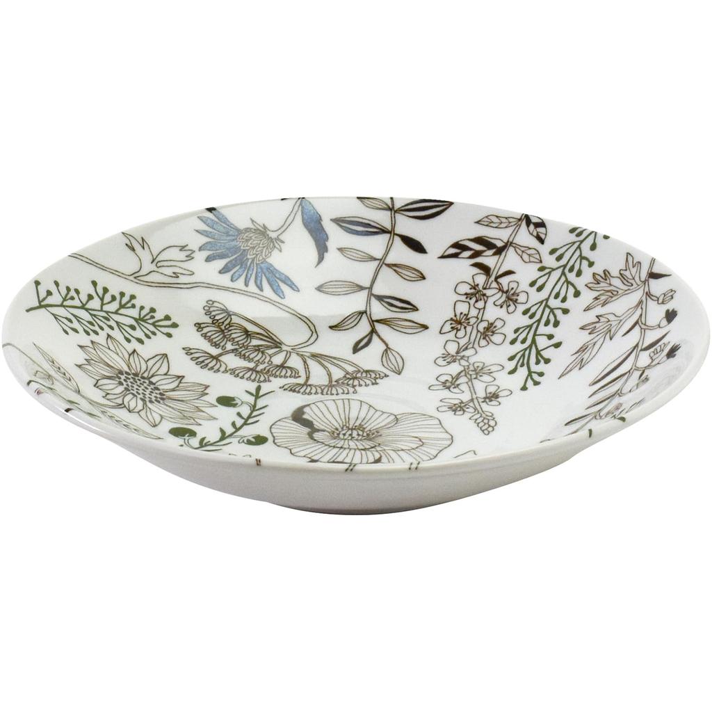 Aito Seisakusho Lightweight Dishware for Curry and Salad 22cm Diameter X 5cm Mino Dishwasher and Microwave Floral and Made In Product Number 111176