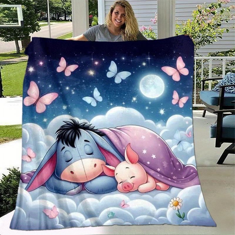 1 Stück Winnie Puuh Druckdecke - Weiche Ganzjahresdecke für Wohnzimmer, Schlafzimmer, Personalisierbares Geschenk mit entzückendem Cartoon-Design
