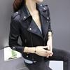 Women S Short Pu Leather Jacket Slim Fit Motorcycle Style Black Casual A Line