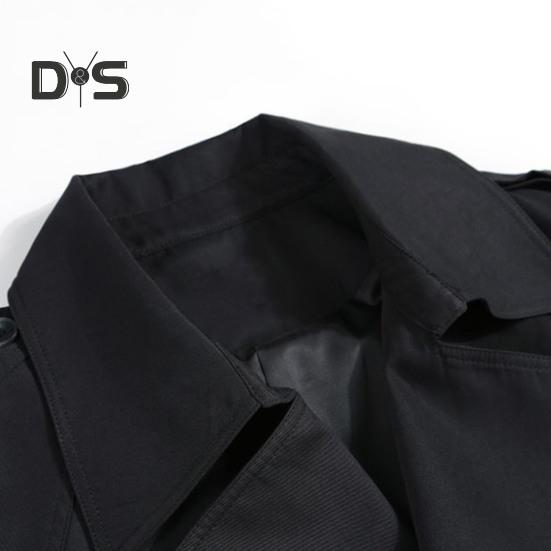 Damen Windjacke Umlegekragen Lockerer Mantel in reiner Farbe Lange Ärmel Gürteldekor Mantel Mittellang mit Taschen Winddichte Damenjacke