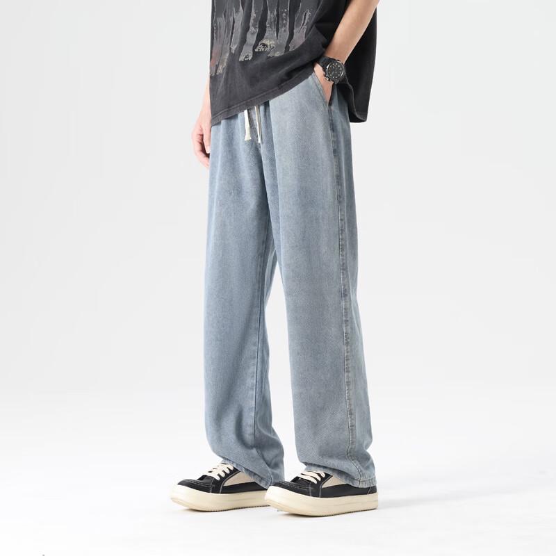 Dingfengbaoluo Men's Relaxed Fit Straight-Leg Jeans