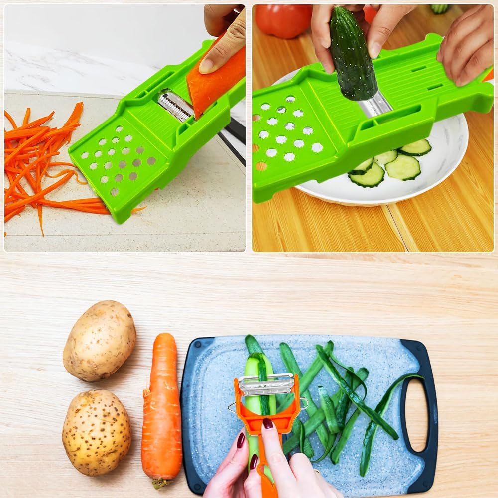 Multi Potato Peeler Portable Stainless Steel Fruit Slicer 2-in-1 Multifunctional Vegetable Chopper Tool For Home Kitchen