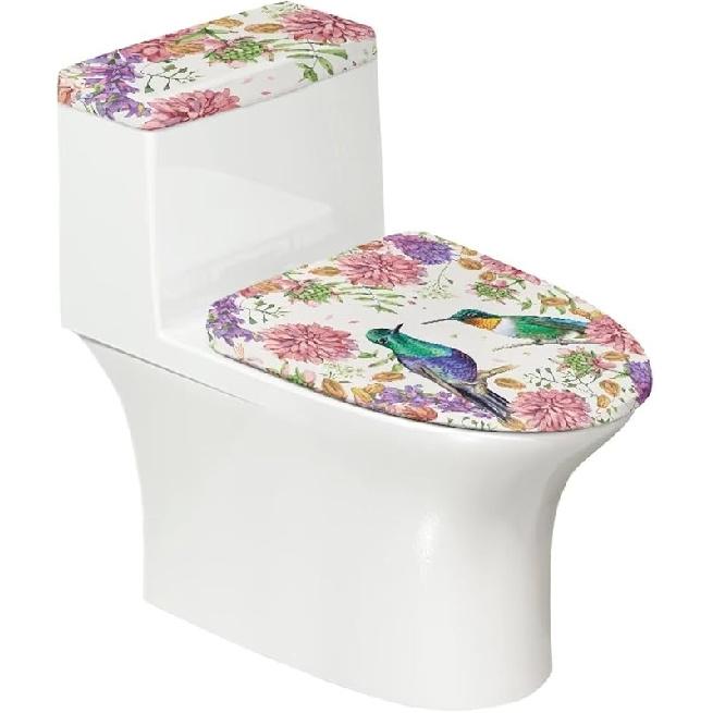 Крышка сиденья унитаза, Чехол на крышку бачка унитаза «Кактус», Машинная стирка, Пылезащитный чехол на крышку унитаза, Универсальный размер, Домашний декор Hummingbird Red Flower