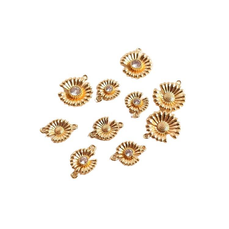 14K Gold-Filled Zirkon Gänseblümchen Anhänger für DIY Armband oder Halskette