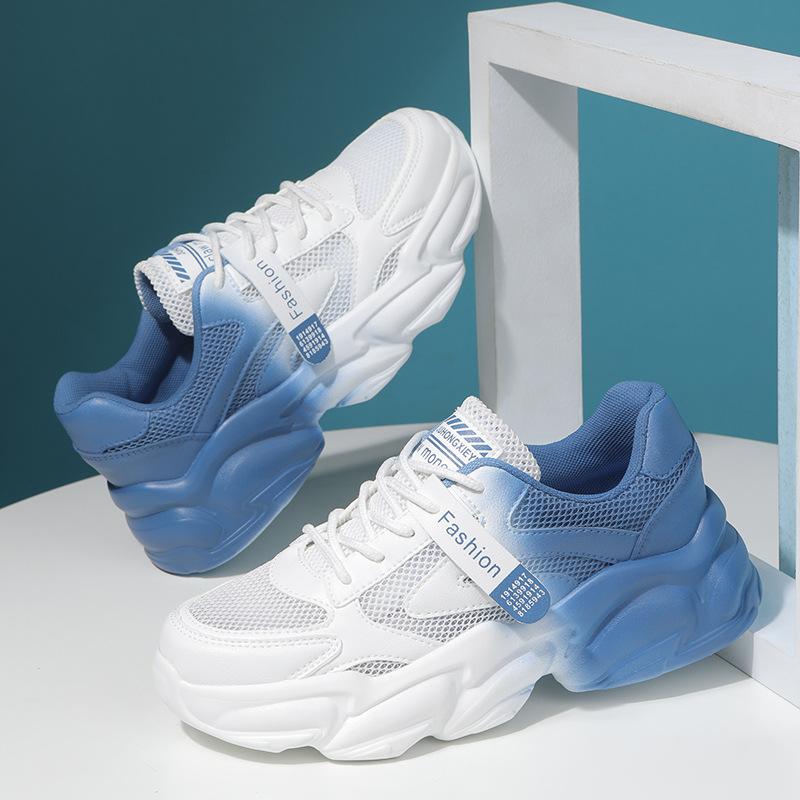 

Новые женские кроссовки дышащие полые летние повседневные туфли на платформе 35 синий