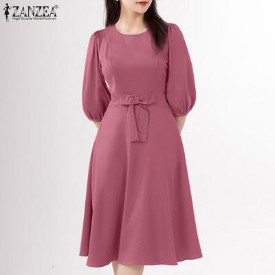Women Casual Round Neck Loose Half Sleeve Dress