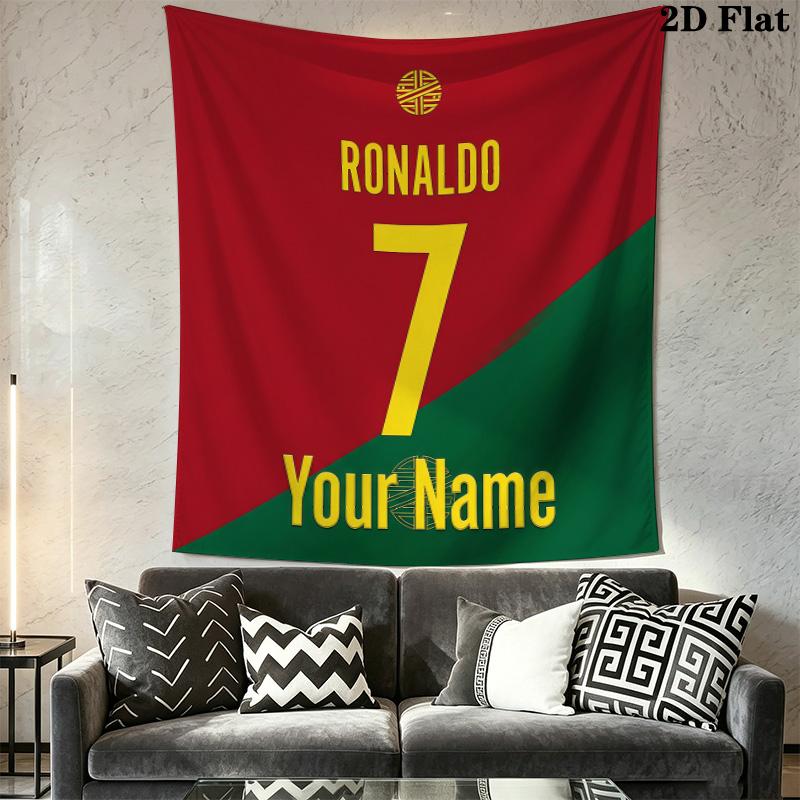CR7 Custom Name Wall Tapestry Aesthetic Wall Hanging Printed Fabric Blanket Decorative Tapestries for Bedroom Living Room Home Decor