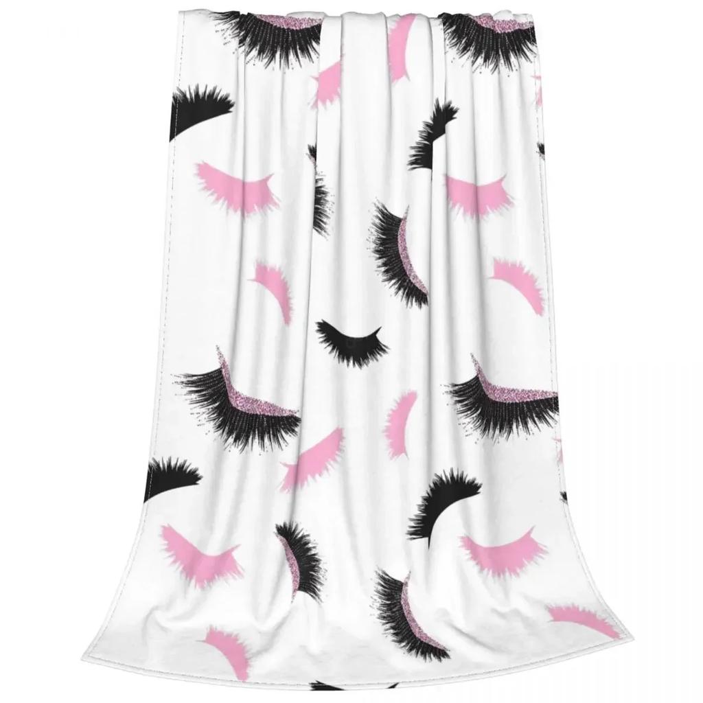 Eyelash Blanket Eyes Pattern Design Plush Throw Blanket, Modern Simple Lovely Flannel Fleece Blanket for Sofa Couch Room Decor