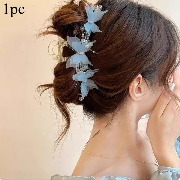 Pinza per Capelli a Forma di Farfalla con Perline Grande Antiscivolo Accessori per Capelli per Capelli Spessi Donna Quotidiano Festa Disponibile in 3 Colori