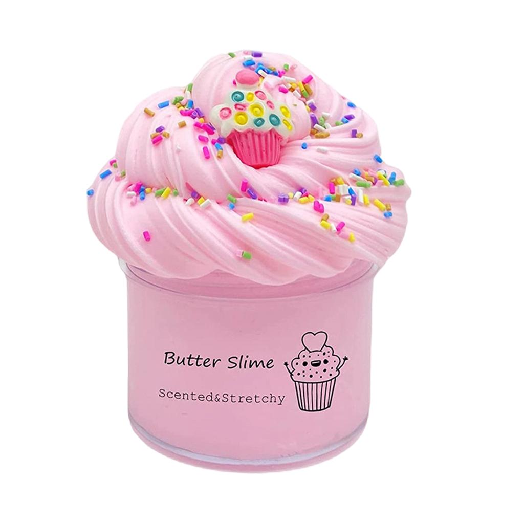 Butter Slime Weich Dehnbar Flauschiger Slime für Sensorisches Spiel DIY Stressabbau Spielzeug mit Zufälligem Zubehör 70ml für Kinder und Erwachsene