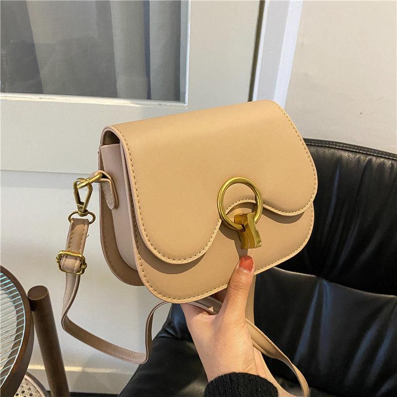 New Flap Crossbody Bags For Women Fashion Lock Design Shoulder Bag Solid Color Pu Leather Ladies Saddle Handbags Cross Body